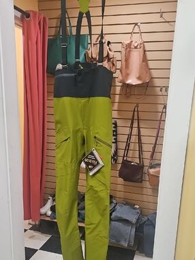 GORE-TEX Lime Green and Black Bib Snow Pants with Adjustable Suspenders